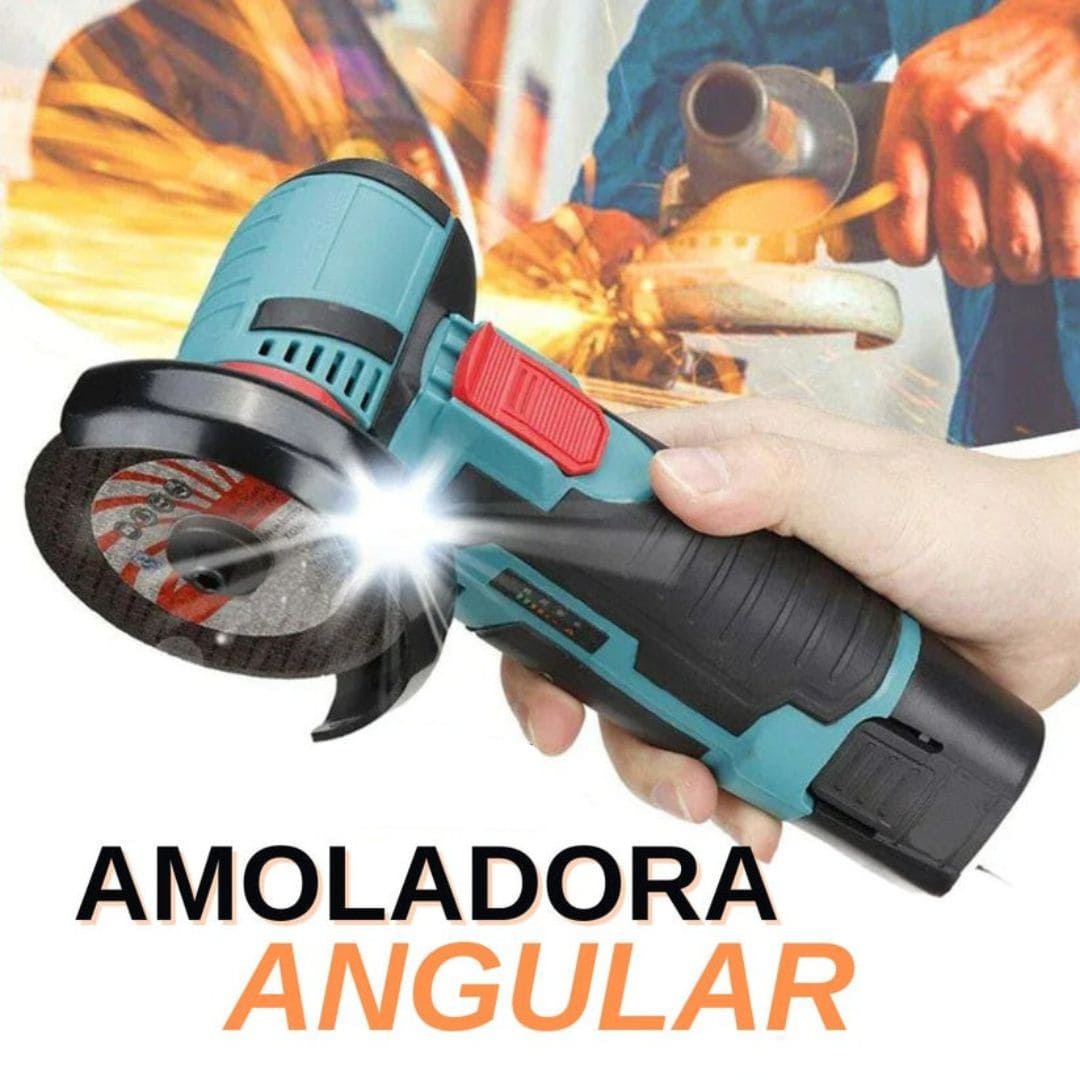 AMOLADORA ANGULAR POWER PLUS - KIT COMPLETO CON 2 BATERÍAS DE REGALO