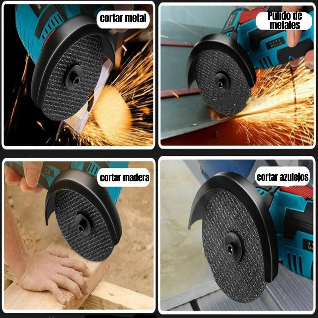 AMOLADORA ANGULAR POWER PLUS - KIT COMPLETO CON 2 BATERÍAS DE REGALO