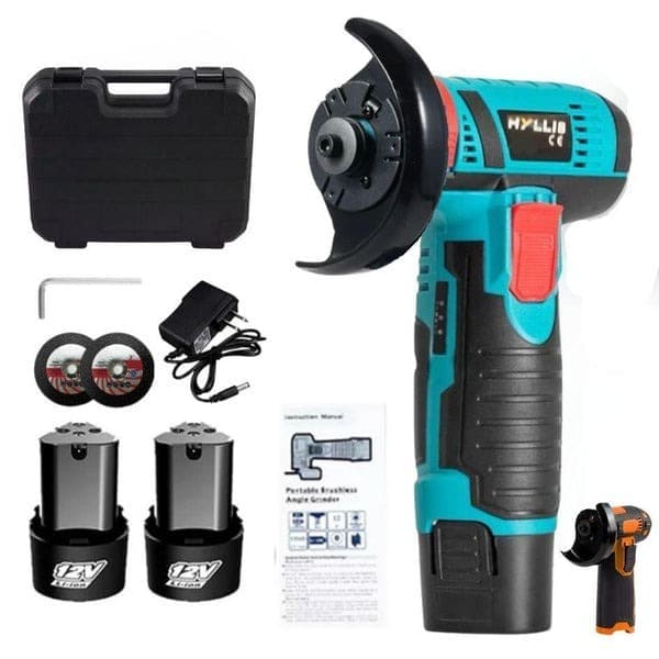 AMOLADORA ANGULAR POWER PLUS - KIT COMPLETO CON 2 BATERÍAS DE REGALO