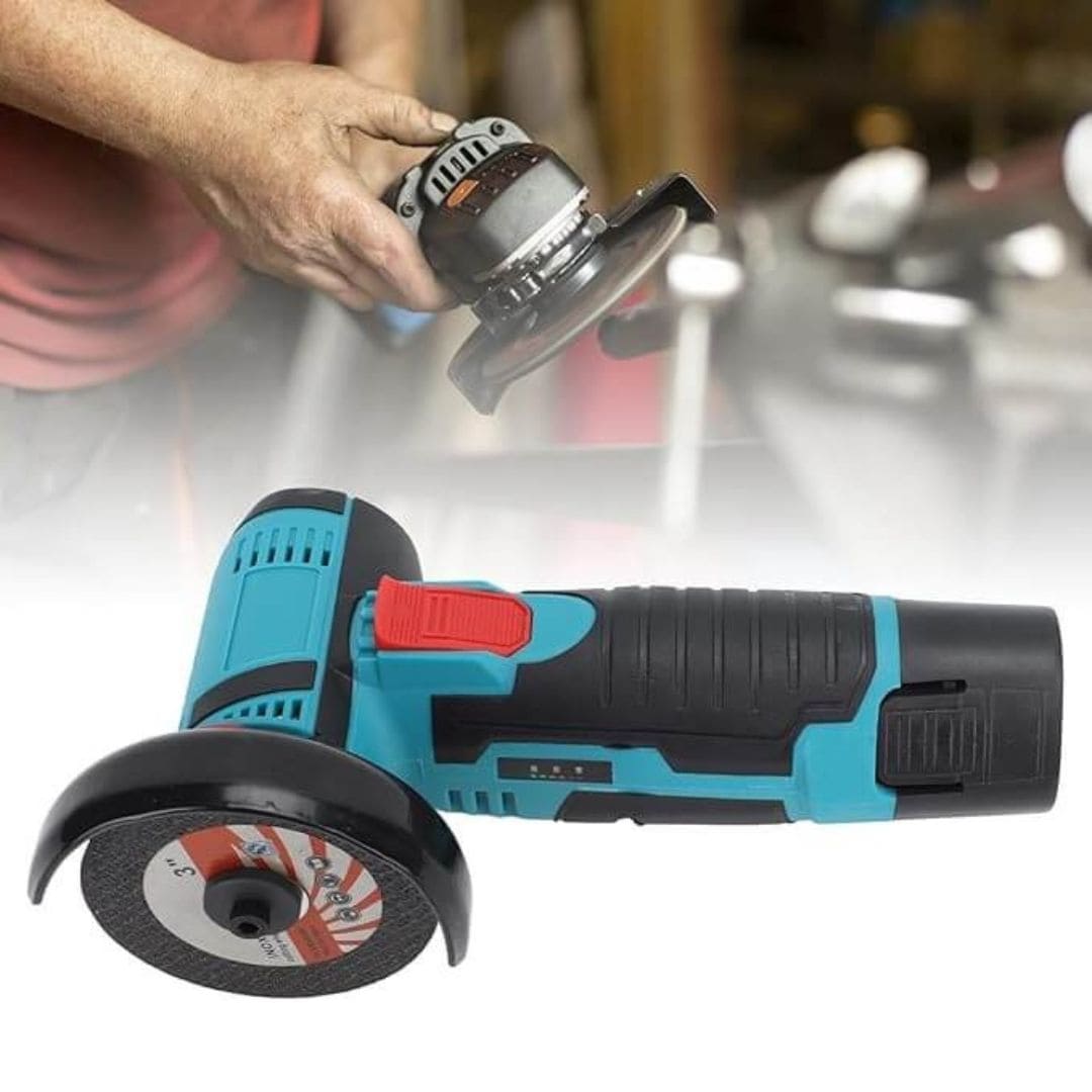 AMOLADORA ANGULAR POWER PLUS - KIT COMPLETO CON 2 BATERÍAS DE REGALO