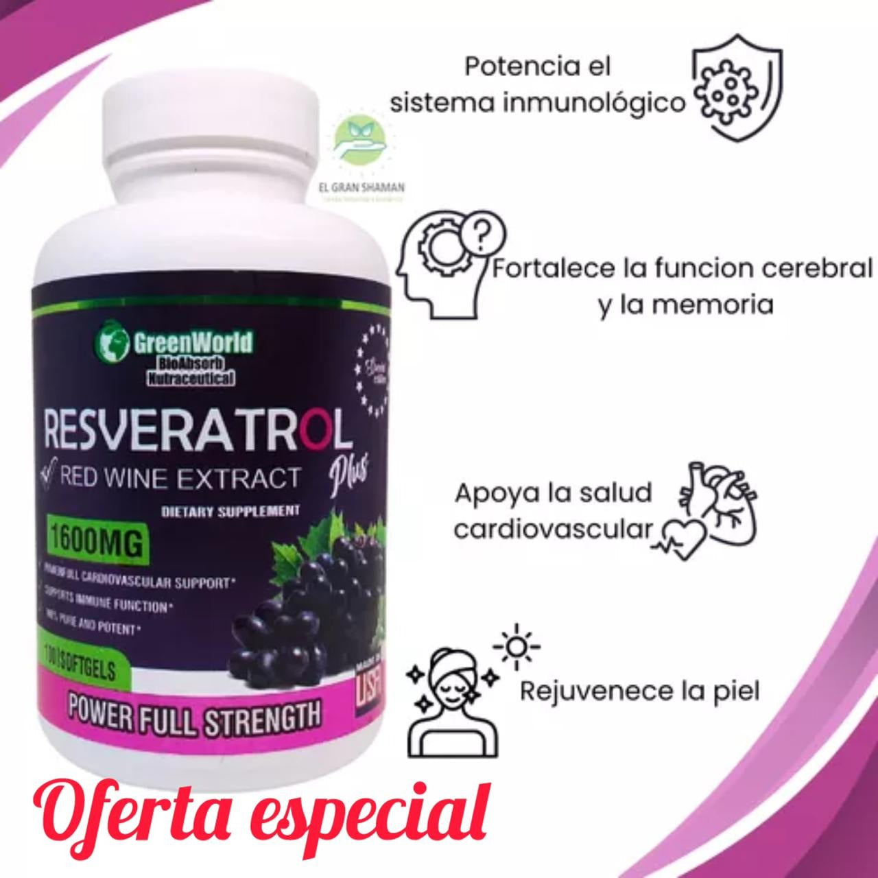 COMPRA 1 LLEVA 2 - Resveratrol Premium: Salud y Vitalidad - PAGUE AL RECIBIR